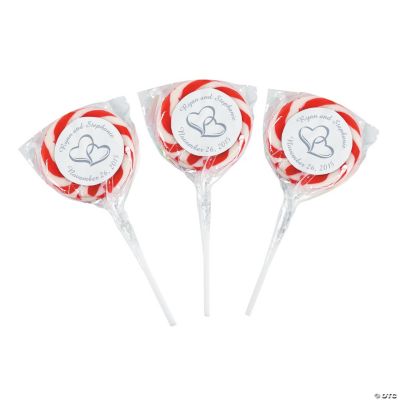 Personalized Two Hearts Swirl Pops - Ruby