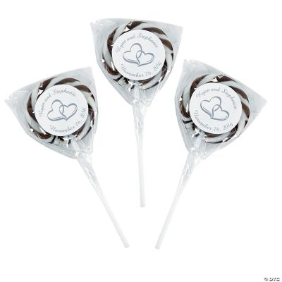 Personalized Two Hearts Swirl Pops - Black & White