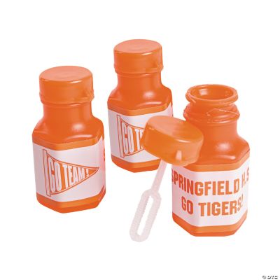 Personalized Orange Team Spirit Mini Bubble Bottles