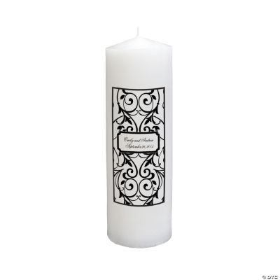 Personalized Black & White Pillar Candle