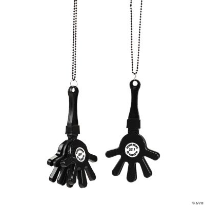 Personalized Black Hand Clapper Beaded Necklaces