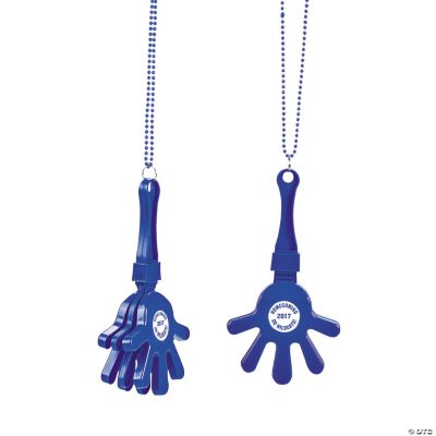 Personalized Blue Hand Clapper Beaded Necklaces