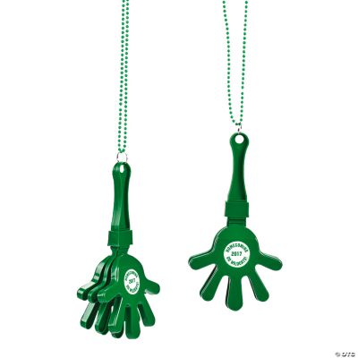 Personalized Green Hand Clapper Beaded Necklaces