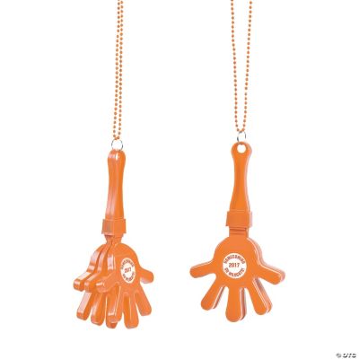 Personalized Orange Hand Clapper Beaded Necklaces