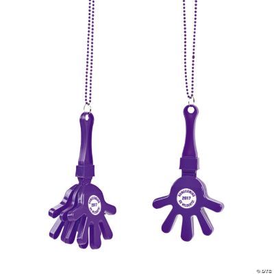 Personalized Purple Hand Clapper Beaded Necklaces