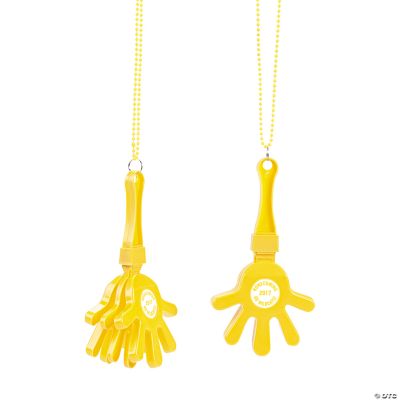 Personalized Yellow Hand Clapper Beaded Necklaces