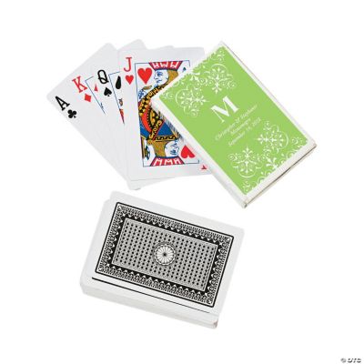 Lime Green Personalized Monogram Wedding Playing Cards