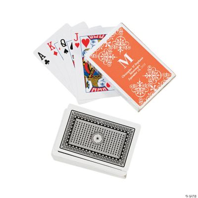 Orange Personalized Monogram Wedding Playing Cards