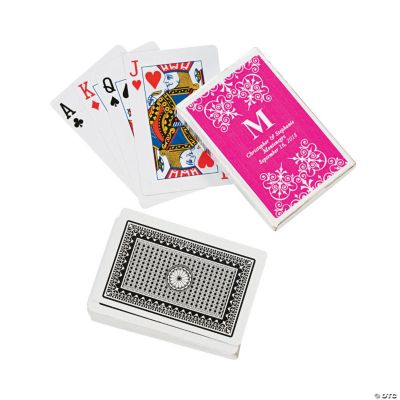 Hot Pink Personalized Monogram Wedding Playing Cards