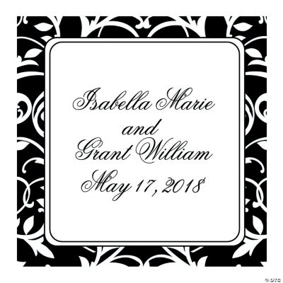Personalized Black & White Wedding Favor Stickers