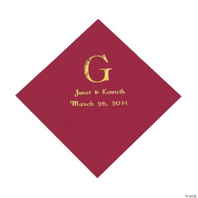 Personalized Wedding Monogram Luncheon Napkins - Burgundy