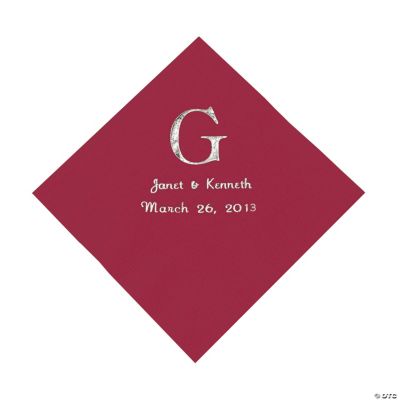 Personalized Wedding Monogram Luncheon Napkins - Burgundy