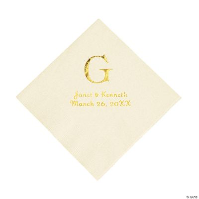 Personalized Wedding Monogram Luncheon Napkins - Ivory