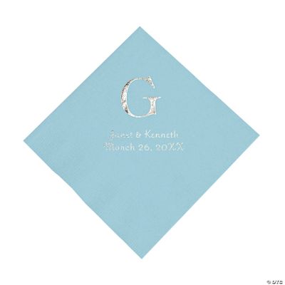 Personalized Wedding Monogram Luncheon Napkins - Light Blue