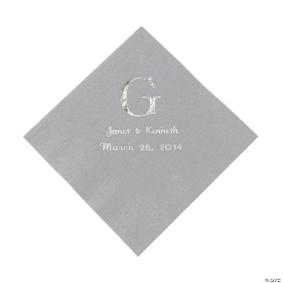 Personalized Wedding Monogram Luncheon Napkins - Silver