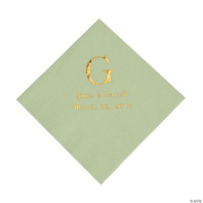 Personalized Wedding Monogram Luncheon Napkins - Sage