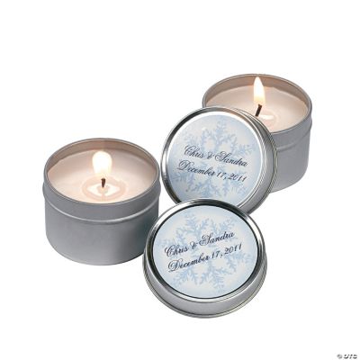 Personalized Winter Wedding Candle Tins