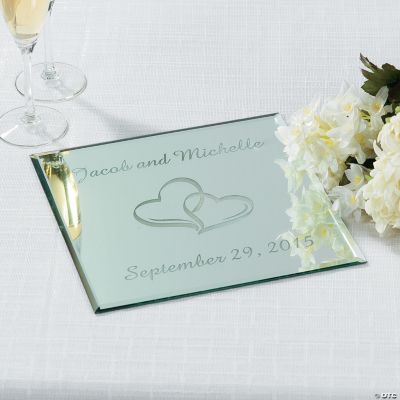 Personalized Two Hearts Square Table Mirror