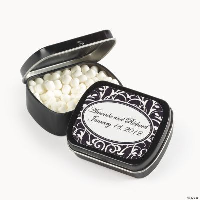 Personalized Black & White Wedding Tins With Mints