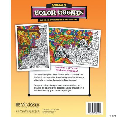 Color Counts Animals, Creative Activities, Coloring Books Mindware