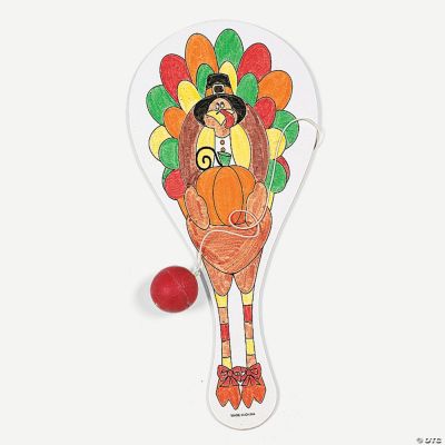 Color Your Own Wood Turkey Paddleball Games