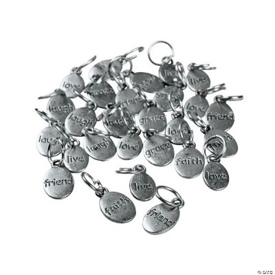 Silvertone Metal Nugget Word Charms