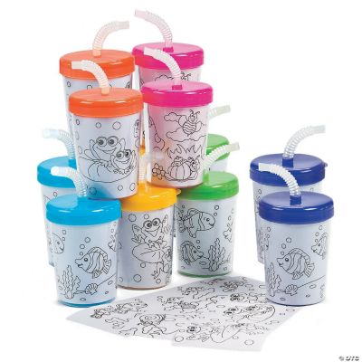 Color Your Own! Cups With Lids And Straws