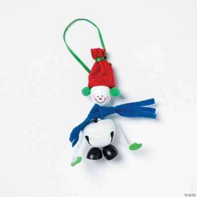 Metal Jingle Bell & Wooden Snowman Ornament Craft Kit