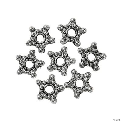 Silvertone Metal Star-Shaped Spacer Beads