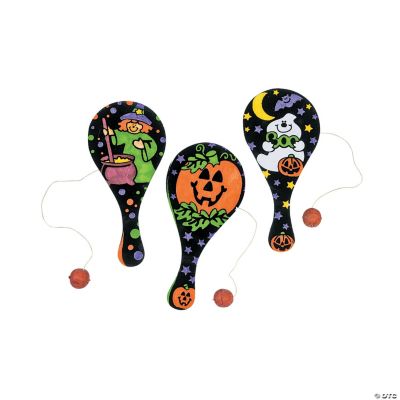 Color Your Own Fuzzy Halloween Paddleball Games