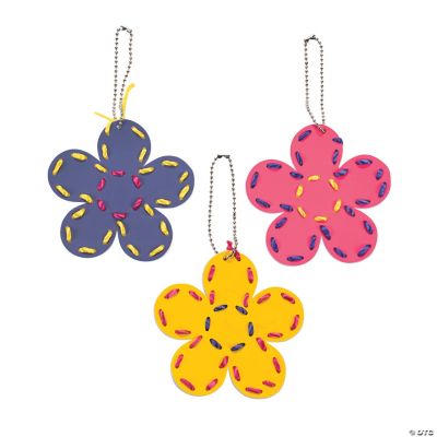 Flower-Shaped Lacing Key Chain Craft Kit