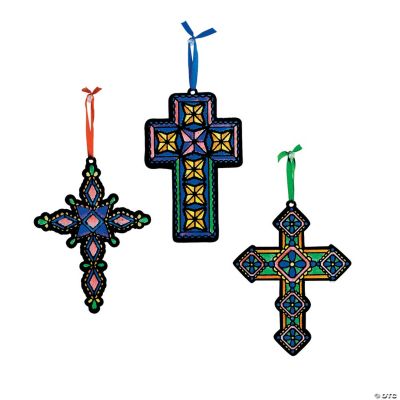 Color Your Own Fuzzy Cross Ornaments