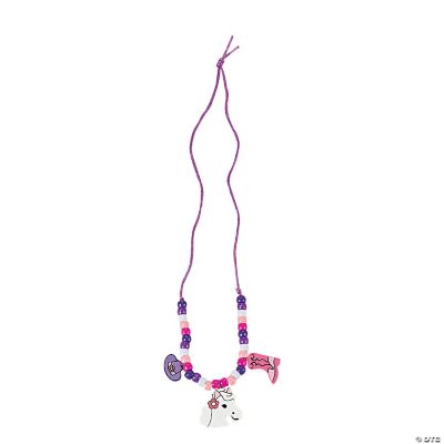 Pink Cowgirl Wood Necklace Craft Kit