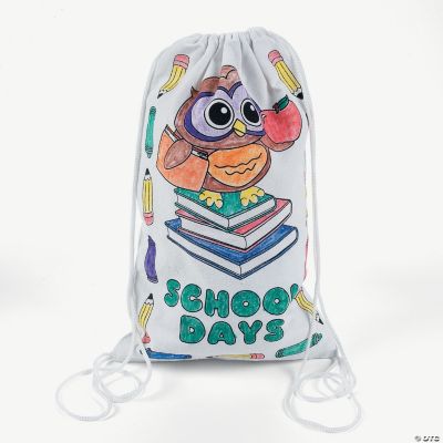 Color Your Own School Canvas Drawstring Backpacks