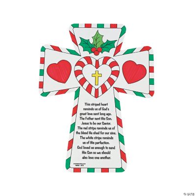 Color Your Own! Cutout Candy Cane Crosses