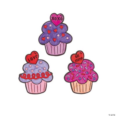 Color Your Own Valentine Cupcake Magnets