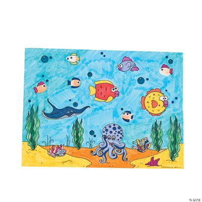 Color Your Own Thumbprint Tropical Fish Scenes