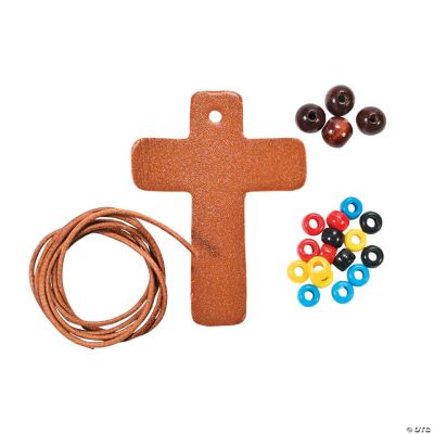 Imitation Leather Cross Necklace Craft Kit Oriental Trading