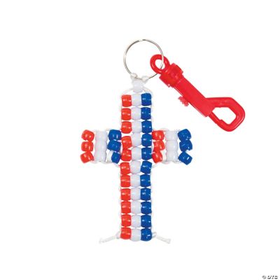 Patriotic Beaded Cross Key Chain Clips