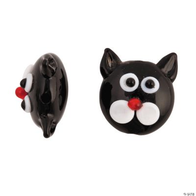 Black Cat Head Lampwork Beads 16mm Oriental Trading Discontinued