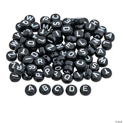 Black & White Alphabet Round Beads