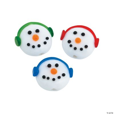 Snowman Head Lampwork Beads - 1/2"