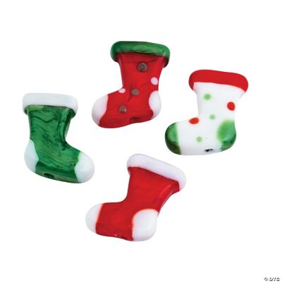Christmas Stocking Lampwork Beads - 1/2