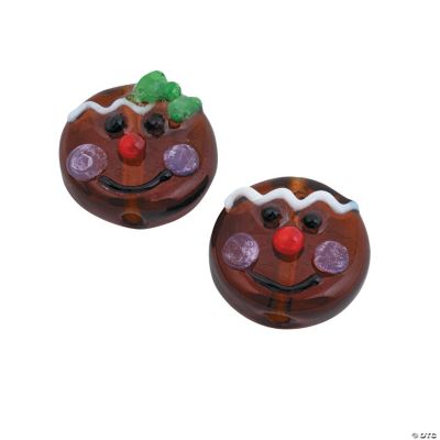 Gingerbread Head Lampwork Beads - 15mm