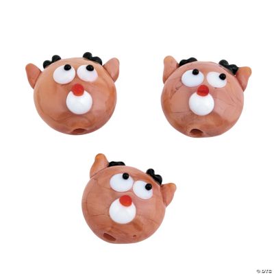 Reindeer Head Lampwork Beads - 15mm