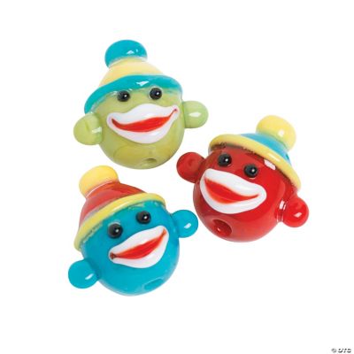 Sock Monkey Lampwork Beads - 16mm