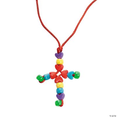 HeartShaped Beads Cross Necklace Craft Kit Oriental Trading