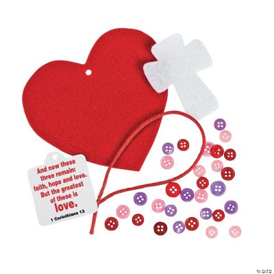 Heart with Button Cross Ornament Valentine Craft Kit Oriental Trading