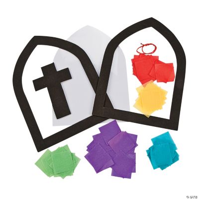 Tissue Paper Cross Stained Glass Window Craft Kit Oriental Trading