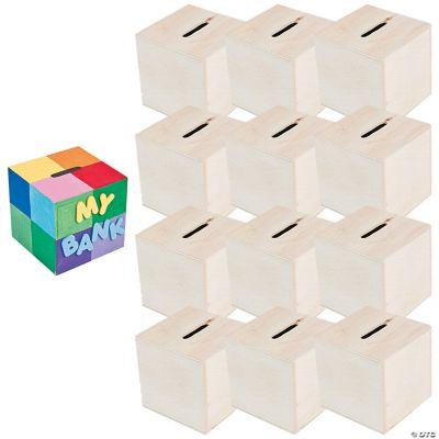 DIY Unfinished Wood Block Bank